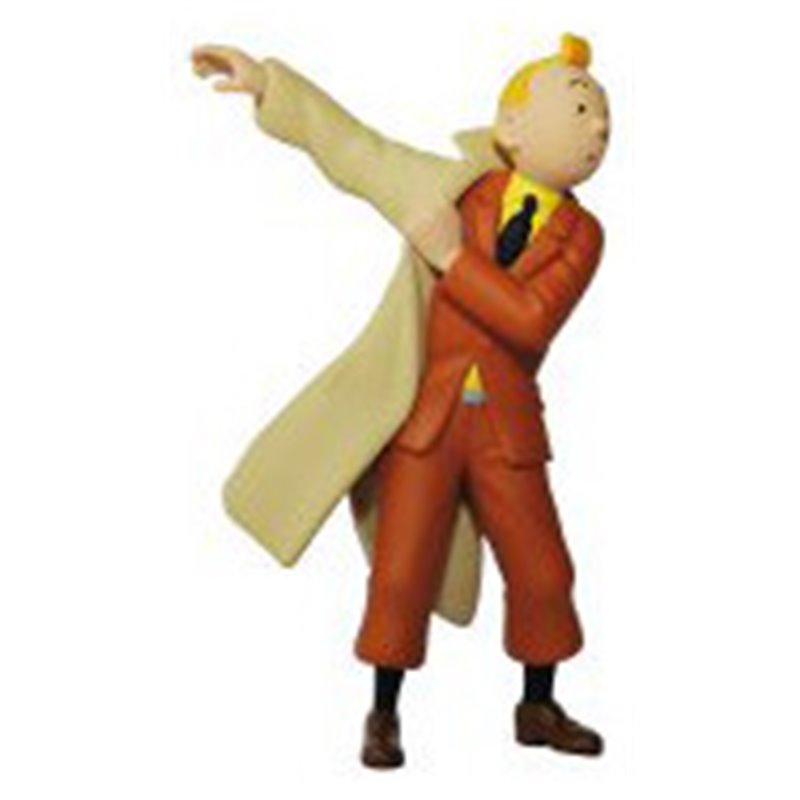 Figurine Tintin en Trench - Statuette en Résine de 12 cm