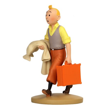 Figurine Moulinsart Tintin - Tintin en route (valise) Amérique (12 cm)